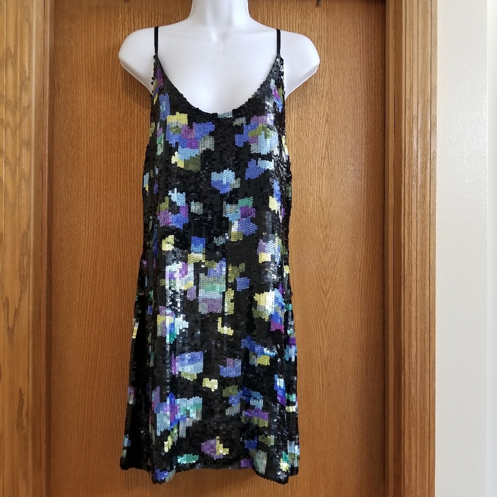 Tracy Reece New York Black Sequin Mini Dress L